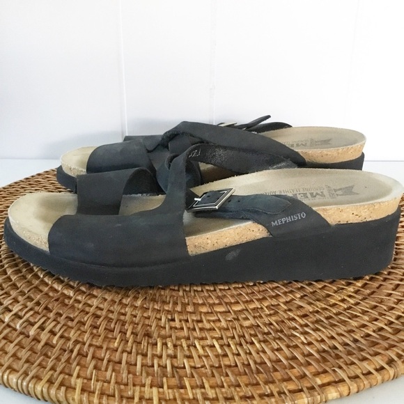 Mephisto Women's Black Nubuck Comfort Sandals Buckle Size 41 Size 11 - Picture 6 of 7